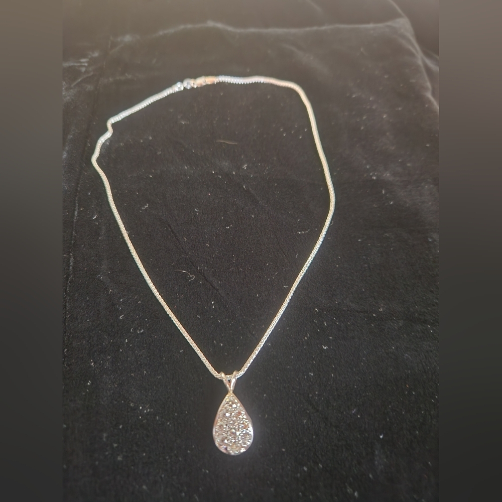 Estate Diamond Teardrop Pendant - Picture 3 of 5